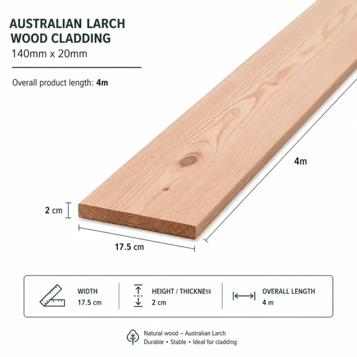 4m Australian Larch Wood Cladding 175mm x 20mm Square - Image 3