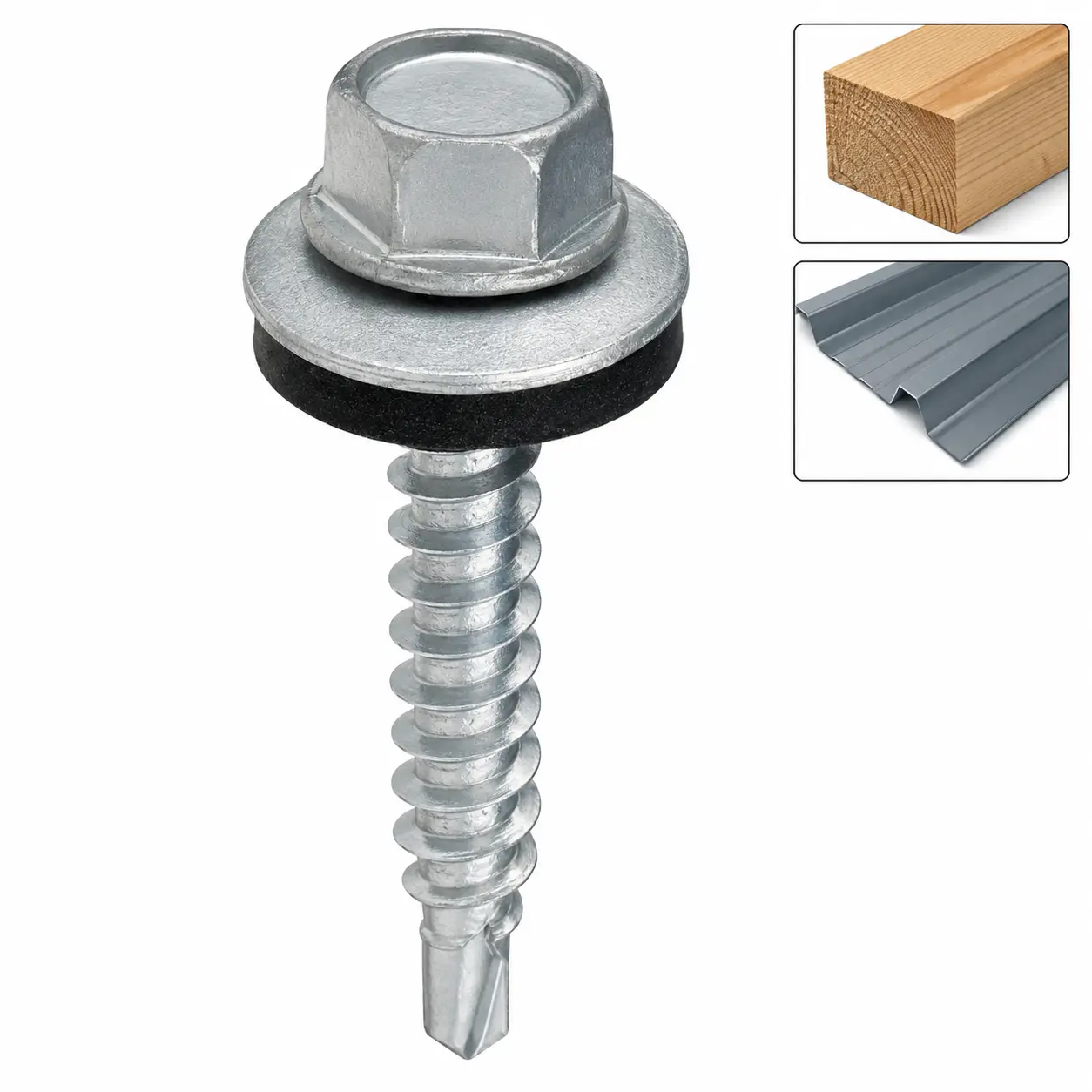 HEX Self-Drilling Screws for Fastening Steel Sheets to Wooden Substrates 4,8 mm Box of HEX Self-Drilling Screws for Fastening Steel Sheets to Wooden Substrates 4,8 mm - Image 1