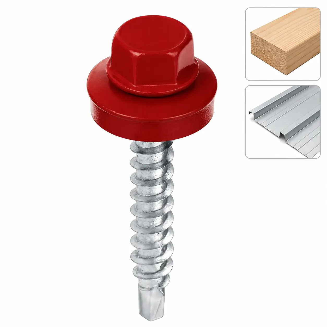 HEX Self-Drilling Screws for Fastening Steel Sheets to Wooden Substrates 4,8 mm RAL Colours Box of HEX Self-Drilling Screws for Fastening Steel Sheets to Wooden Substrates 4,8 mm RAL Colours - Image 1