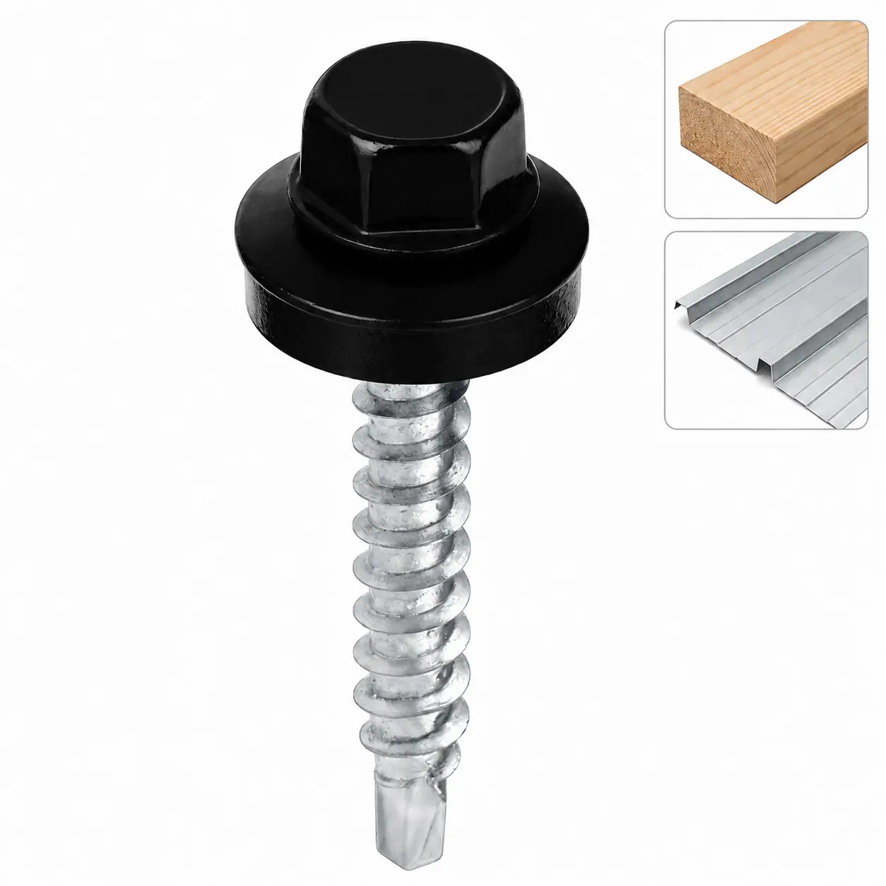 HEX Self-Drilling Screws for Fastening Steel Sheets to Wooden Substrates 5,5 mm RAL Colours Box of HEX Self-Drilling Screws for Fastening Steel Sheets to Wooden Substrates 5,5 mm RAL Colours - Image 1