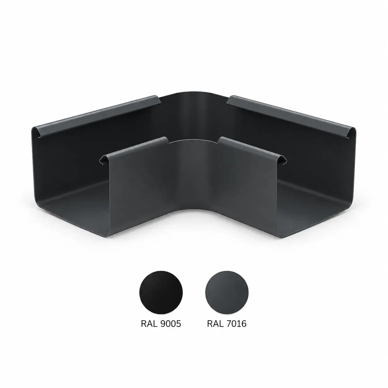 Steel Square Universal Gutter Corner 80-179° - Ø135, RAL Steel Square Universal Gutter Corner 80-179° - Ø135, RAL - Image 1